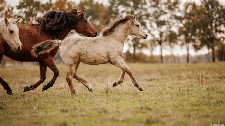 Curly Horse Herde auf der Weide in Thedinghausen